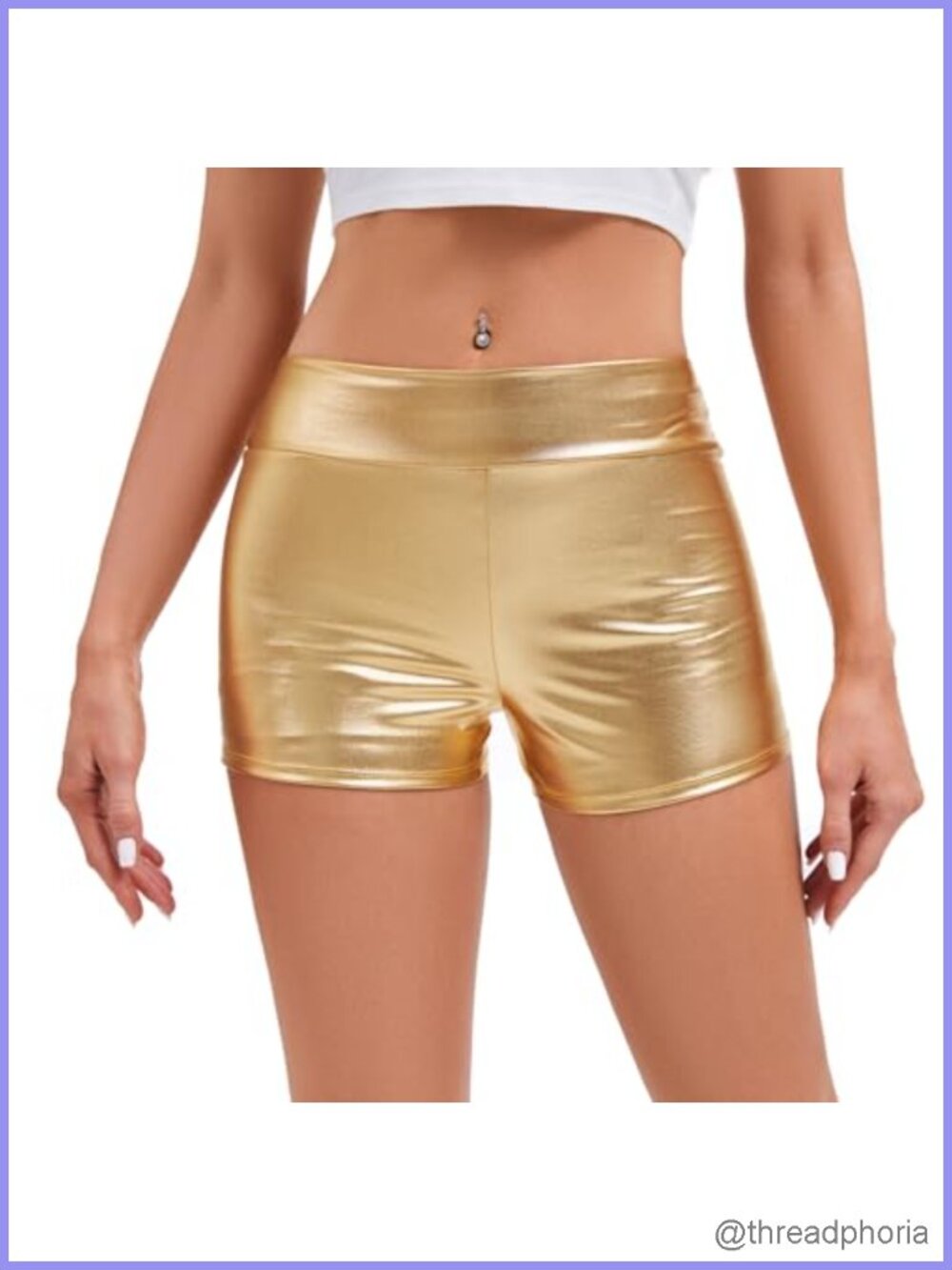 Metallic High Waist Booty Shorts Rave Cosplay Costume Dance Fit